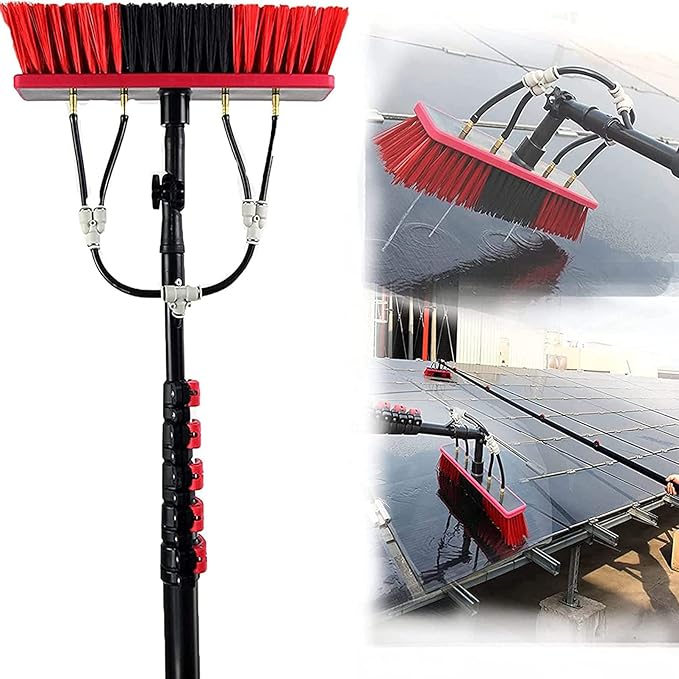 Water Fed Pole Kit Window Cleaning Brush with Extended Handle and Water Hose Cleaning and Washing Tool12FT/3.6M