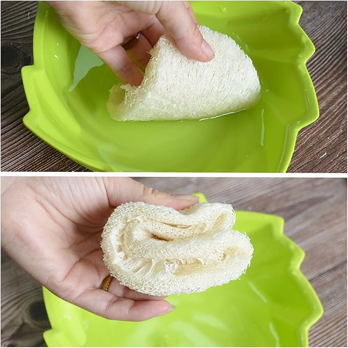 50 Pack Natural Loofah Dish Sponge Multipurpose Non-Scratch Luffa Kitchen Scrub Pad for Cleaning Kitchen Bathroom and Household