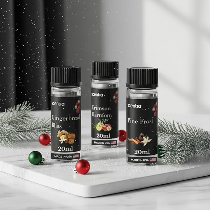 Scentia Cozy Pine Gingerbread Fragrance Oil Collection – Long Lasting Aromatherapy Diffuser Oil for Candles Home &amp DIY Bakery Scents 3x20ml Discovery Set – (Perfect for Winter &amp Holiday)