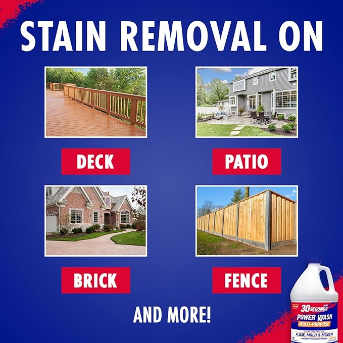 30 SECONDS Pressure Washer Concentrated Cleaner – Power Cleans Stains from Algae Mold &amp Mildew Dirt Grime – Makes up to 20 Gallons
