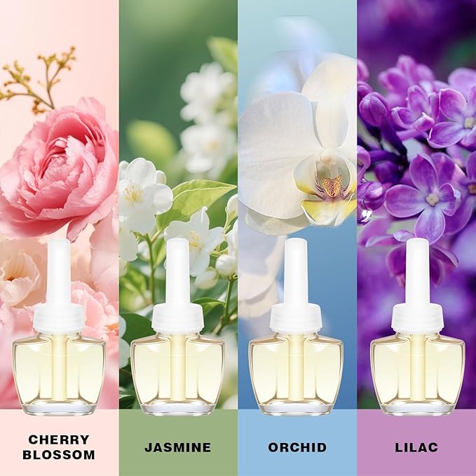 Plug Ins Refills Air Freshener Peony Jasmine Orchid Lilac for Home and Bathroom 7.92 Fl Oz 12 Count Compatible with Air Wick &amp GladeNot Include Glade Plus
