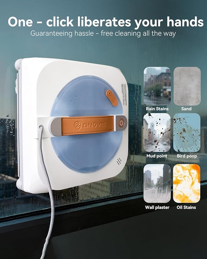 Window Cleaning Robot with 8000Pa 2025 Upgraded Window Cleaner Robot with Intelligent Path Planning 15-Stage Anti-Fall App/Remote Control for Glass Edge Detection System Tile &amp Windows