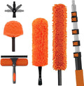 30FT High Reach Duster Cleaning Kit with Extension Pole High Ceiling Fan Cleaner Duster Tool for Fan Blades Window Washing Kit with Microfiber Feather Duster &amp Window Squeegee