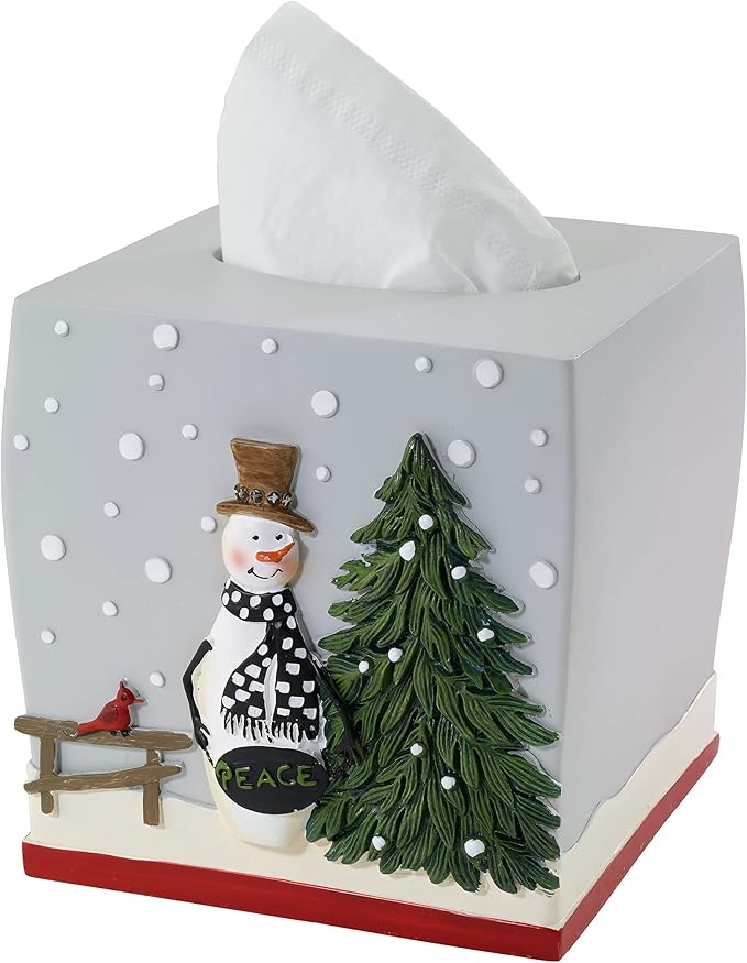 Avanti Linens - Tissue Box Cover Guest Bathroom Essentials Holiday Home Decor (Country Friends Collection)