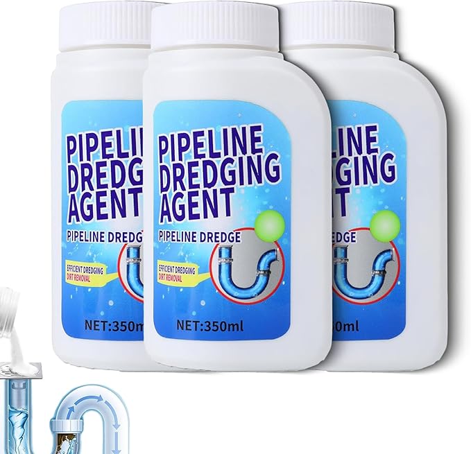 Powerful Pipe Dredging Agent 350ml Pipe Unclogging Agent Pipeline Dredging Agents Kitchen Sink Drain And Pipe Cleaner Drain Clog Remover Uitable For Kitchens And Bathrooms (3 Pcs)