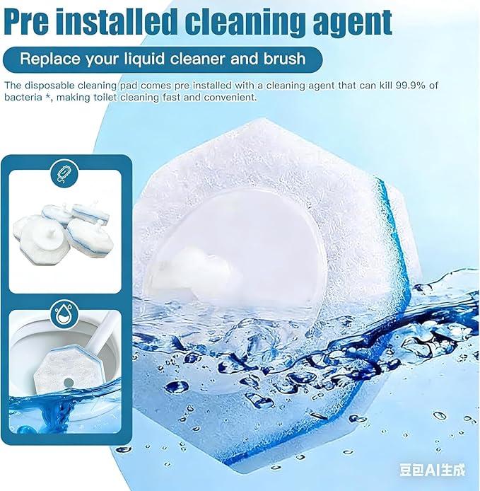 60-Count Disposable Toilet Brush Replacement Heads. Toilet Cleaning Replacement Heads Compatible with Clorox Brand and Most Toilet Brushes. Essential for Bathroom and Toilet Cleaning.