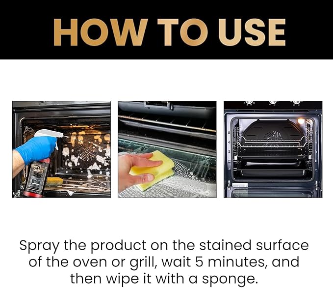 Oven and Grill Cleaner Spray Degreaser for BBQ Grates and Racks Cuts Through Grease Minimizes Scrubbing Freshens Surfaces (2pcs)