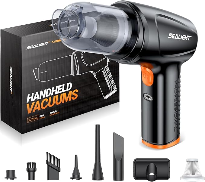 SEALIGHT Mini Car Vacuum Portable Cordless With 13000pa High Power Suction Lightweight and Compact Handheld Cleaner for Car &amp Home