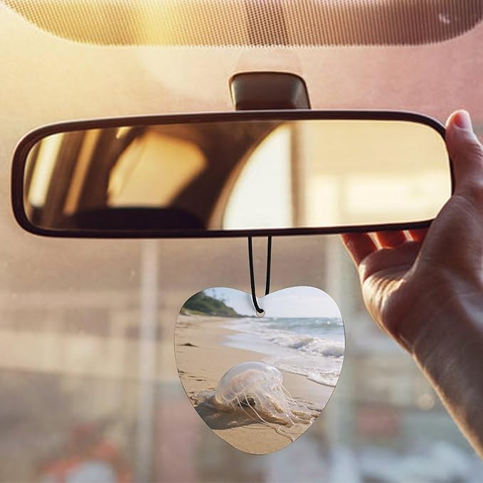 5PCS Car Air Freshener Hanging Personalized Double Sided Transparent Beach Car Fresheners Long Lasting New Cars Scents Cute Automotive Freshies for Closets Drawers (tea)
