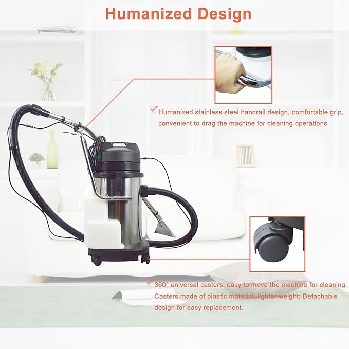 Carpet Extractor Machine 30L 3-in-1 Stainless Steel Carpet Cleaner for Corridor Conference Hall and Restaurant 110V 1000W