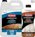 Weiman Hardwood Floor Cleaner and Polish - Cleans Vinyl Tile Solid Laminate Natural Shine No Residue Removes Scratches Leaves Protective Layer 1 Gallon Mop Soap &amp 32 Oz Restorer