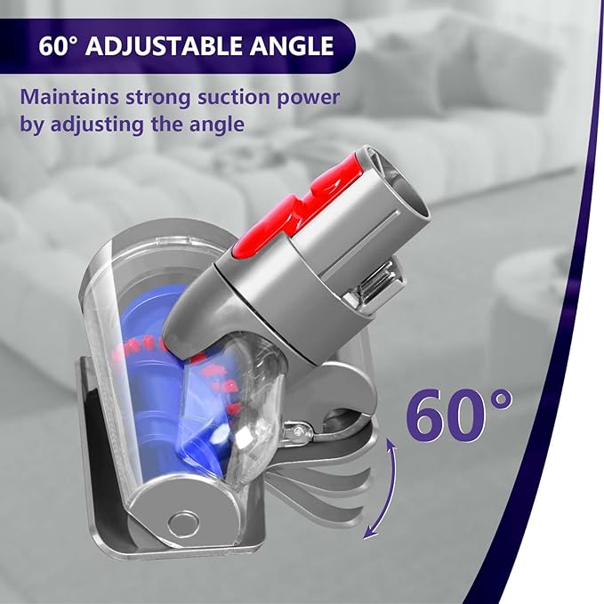 Mini Motorized Brush Head Compatible with Dyson V7 V8 V10 V11 V15 Vacuum Cleaners - Pet Hair Removal Vacuum Attachment - Hair Screw Tool for Carpeted Stairs Couch/Sofa Cushions Car Carpet