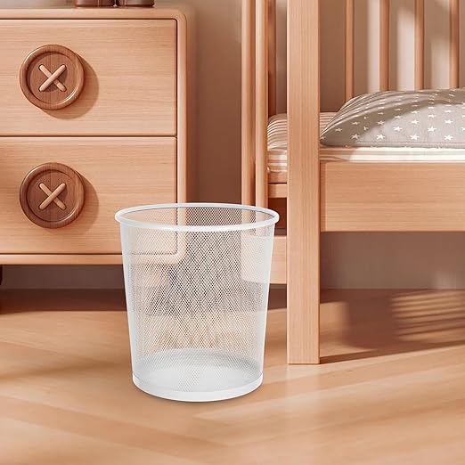 Mesh Iron Wire Desktop Garbage Can Medium Metal Wastebasket with Wide Opening for Office Home Desk Trash Bin Stylish Narrow Design