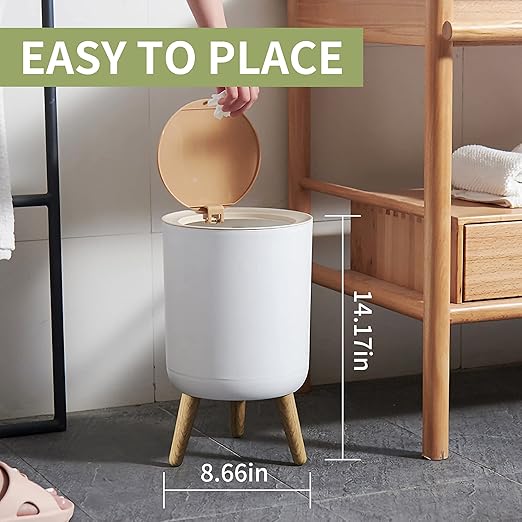 Trash can7Liter/1.8 Gallon Garbage can with Press top LidNordic Modern Waste BasketPlastic Trash bin Suitable for Kitchen Bathroom Bedroom Living Room Office OutdoorDog Proof Trash can……