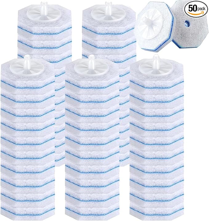50 Count Toilet Wand Refills for Upgrade Scrubbing Fiber Cotton Brush Heads Compatible with Clorox Toilet Wand for Bathroom Efficient Cleaning