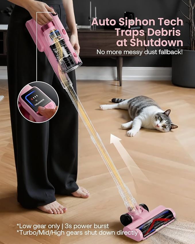 Cordless Vacuum Cleaner for Home Upgraded 60Kpa Powerful Suction Pet Hair Vacuum with 70min Runtime Green LED Light for Hardwood Floors &amp Carpet Self-Standing Rechargeable Stick Vacuum Light P