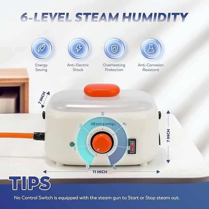 Moongiantgo Steam Cleaner Handheld Steamer for Cleaning Portable Pressurized Cleaning Machine for Car Detailing Grout Tile Upholstery Home Use Kitchen Bathroom with 1500ML Water Tank (Beige-Orange)