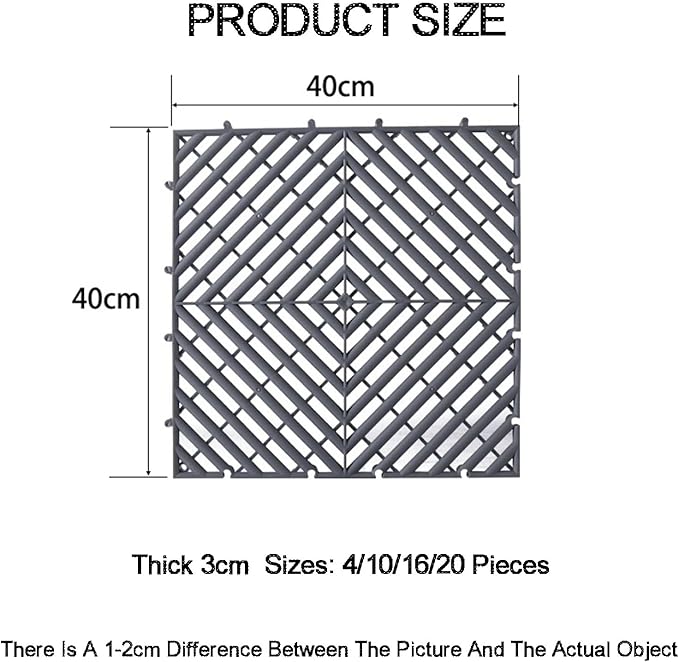 Trench Drainage GrateDrain Covers OutdoorModular Interlocking Mats Multicolor 40x40x3cm 4-20 Pcs Pack 4 Ton Capacity(Grey4 pieces)