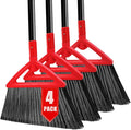 Heavy Duty Broom of Outdoor and Indoor 4 Packs Upgraded Commercial Angle Brooms Perfect Red Broom of HouseKitchen Garage Courtyard Concrete
