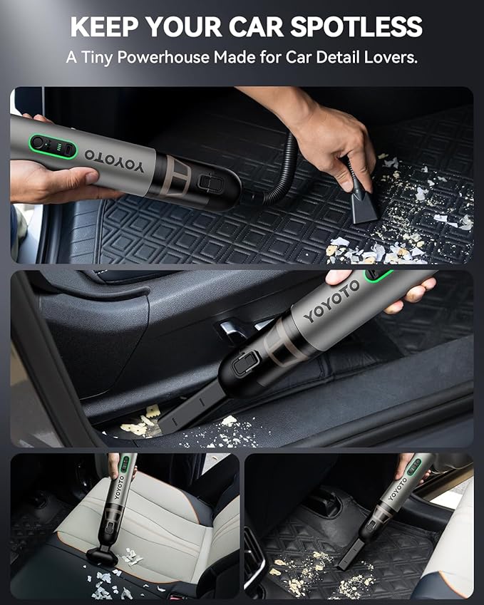 Car Vacuum Handheld Vacuum Cordless with 21000Pa Powerful Suction &amp 3 Modes 4-in-1 Portable Hand Held Mini Vacuum Cleaner Rechargeable Ultra Light for Car Home Office (Silver)