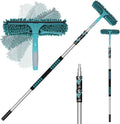 20 Feet High Reach Window Squeegee with 5-12Ft Extension Pole Window Cleaner Tool with 3-Stage Telescoping Pole Window Cleaning Kit with Rotatable Head (2 Squeegee &amp 2 Microfibre Cloths)
