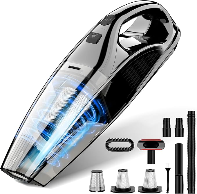 Handheld Vacuum Cordless Rechargeable Portable Car Vacuum 7500Pa Powerful Suction Mini Hand Held Vacuum 670ML Cup Lightweight Small Vacuum Cleaner for Car/Office/Home Pet Hair