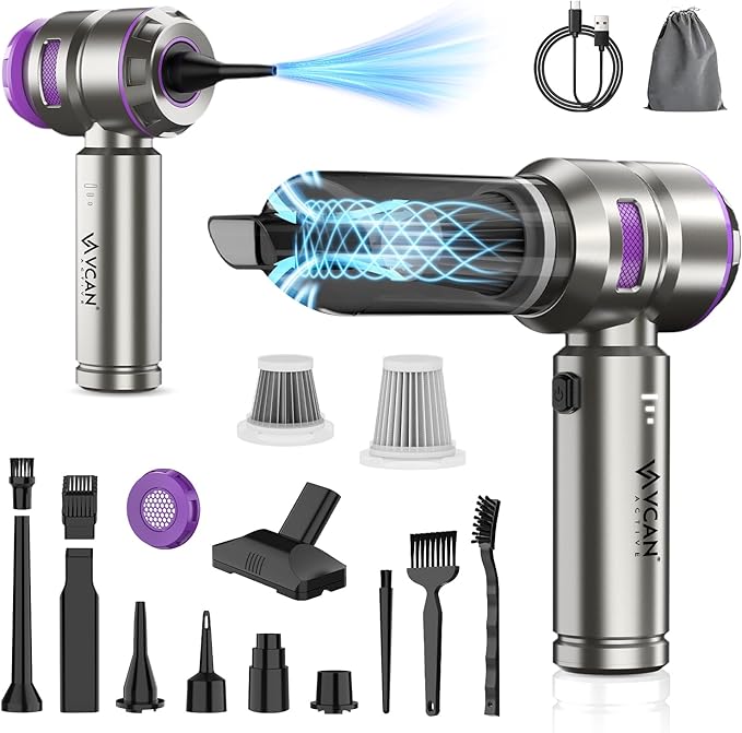 Car Vacuum Portable Cordless 18000PA High Power Mini Vacuum Cleaner Hand Vacuum Cordless Rechargeable with with Brushless Motor for Car Detailing Keyboard Cleaner Home Cleaning(Purple)