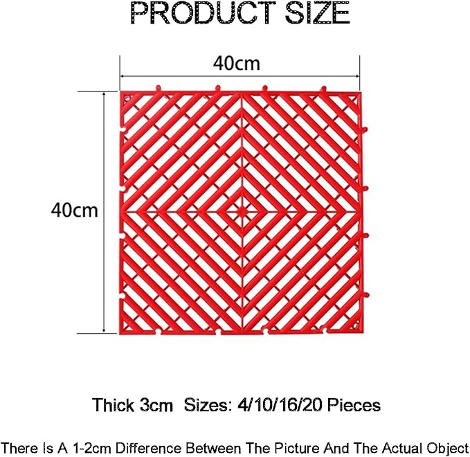 Trench Drainage GrateDrain Covers OutdoorModular Interlocking Mats Multicolor 40x40x3cm 4-20 Pcs Pack 4 Ton Capacity(Red4 pieces)