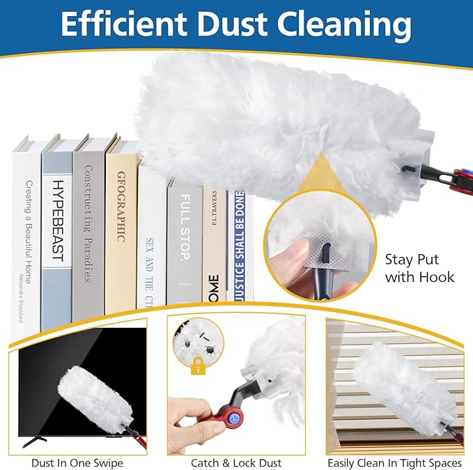 30 Pack Duster Refills Compatible with O-Cedar Flex &amp Catch Duster 360° Heavy Duty Disposable Duster Refills Replacement 3X More Dust Cleaning Than Feather Dusters