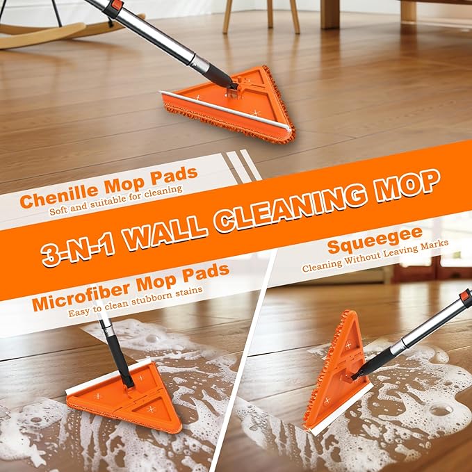 26FT Reach Dusters for Cleaning Ceiling Fan Cleaner Duster with Extension Pole Wall and Baseboard Cleaner Mop with Handle for Window Cobweb Fan Blade and High Ceiling