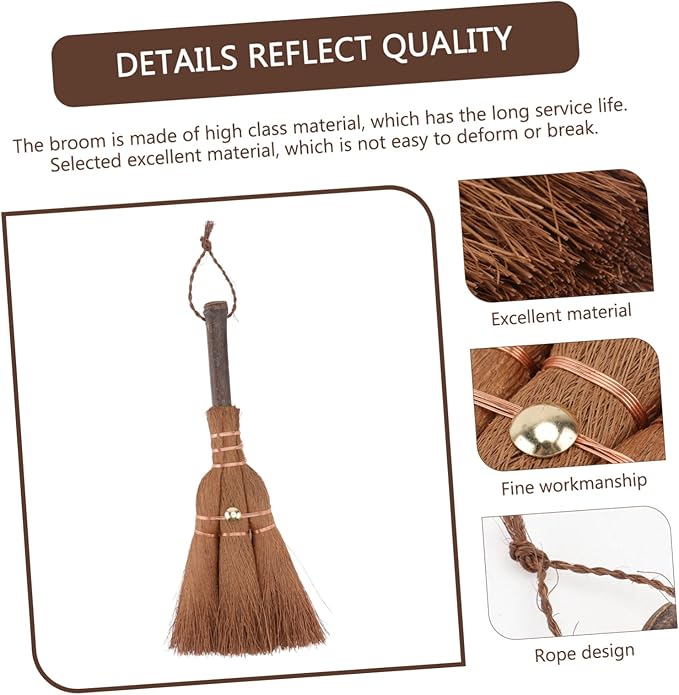 3pcs Mini Palm Broom Compact Natural Cleaning Brush Multi-Functional Desktop Sweeper for Small Spaces Bristles Easy Storage Hanging Design for Garbage Cleaning