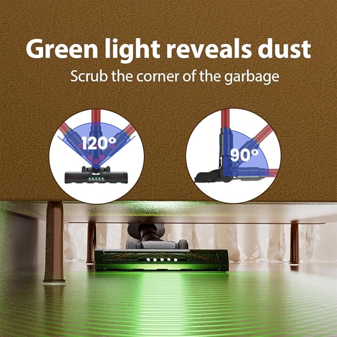 Cordless Vacuum Cleaner Lightweight Stick Vacuum Cleaner Rechargeable 6-in-1 Lightweight 300W 36Kpa for Hardwood Pet Hair Gray VEAVON