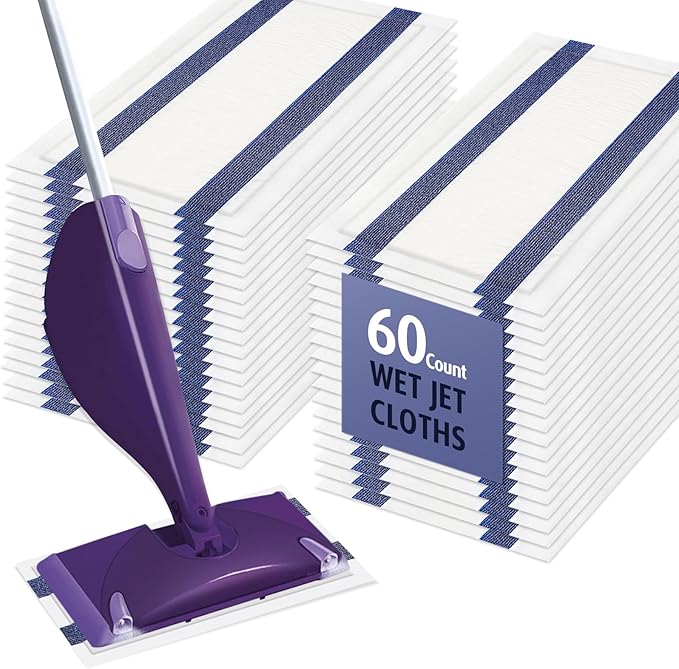 AIR U+ Disposable Mop Pad Refills for Swiffer Wet Jet Mops Thickned and Absorbent Wet Pads Refill 60 Count