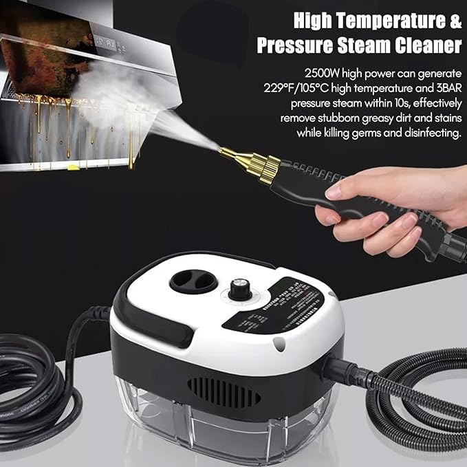 Handheld Steam Cleaner with 2500W 3BAR Pressure Steam Cleaner for Fast Heating and Deep Cleaning Pressurized Steam Cleaner
