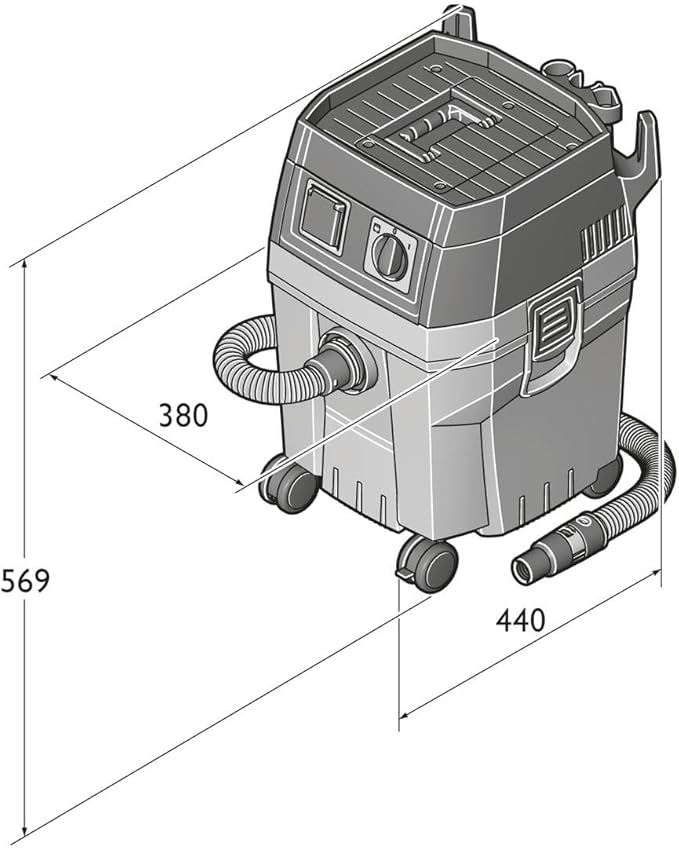 FEIN Dustex 35 L High Power Wet and Dry Vacuum Cleaner with Power Tool Connection for Workshop and Construction Use with Cable with 7.5 m Connector