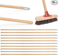 KeFanta Push Broom Handle with Metal Threaded End 57'' Wooden Stick Pole for Home and Commercial Floor Cleaning Broom and Mops Pack of 10