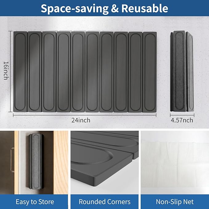 Hopegiver Stone Drying Mat for Kitchen Counter 24 x 16 Quick Dry Diatomaceous Earth Dish Drying Mat Super Absorbent Non-Slip &amp Foldable Modern Gray Carve Countertop Mat (GrayCarve24''x16'')