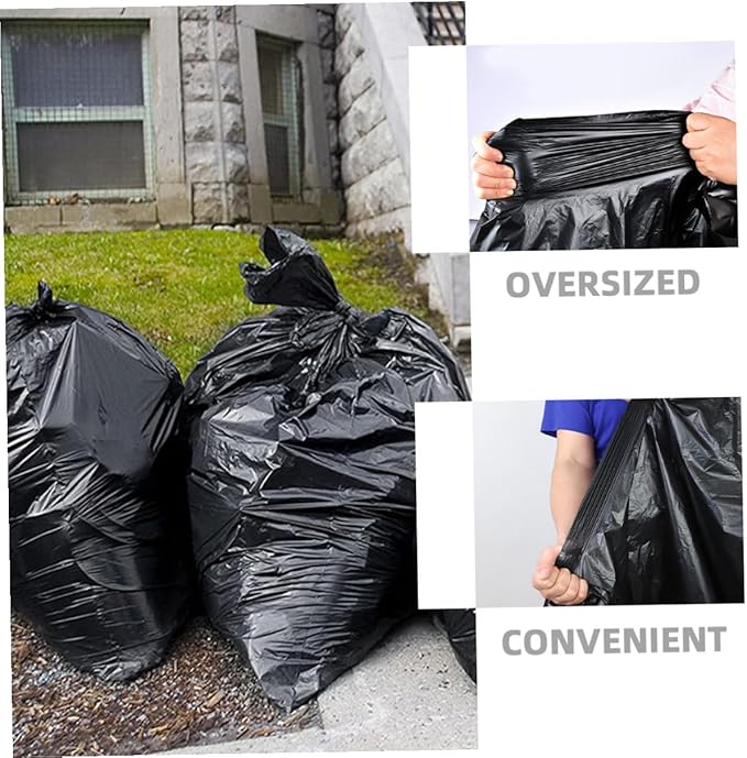 POPETPOP 50Pcs Large Heavy Duty Garbage Bags 80X100Cm Contractor Trash Bags for 100L Bins Outdoor Gardening Kitchen Waste Disposal