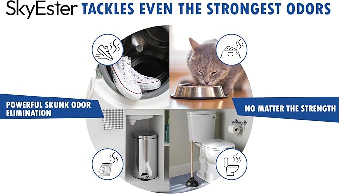 Skunk Odor Control - Unscented Air Freshener - Pet-Safe Odor Eliminator Spray - Instant and Non-Irritating - Colorless Formula for Stain-Free Odor Removal - Safe for Home and Pet Areas