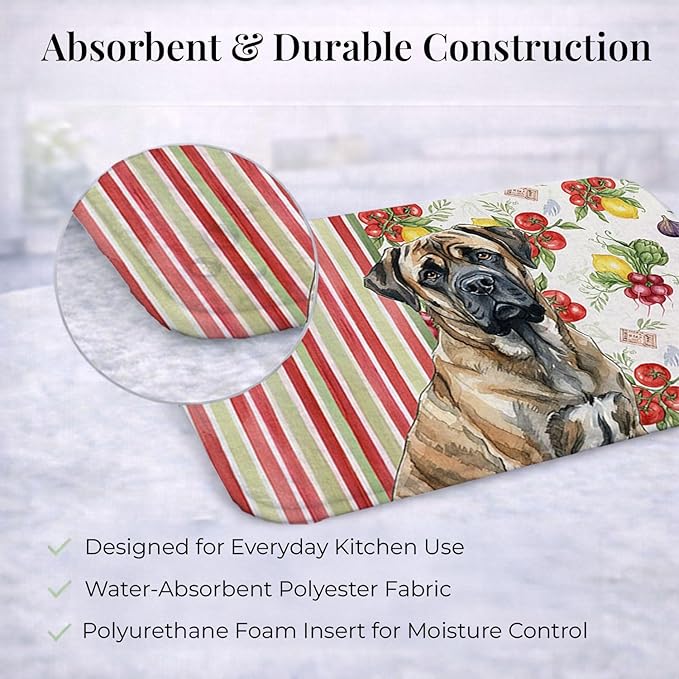 Caroline's Treasures Brindle Mastiff Vegetables Dish Drying Mat Absorbent Dish Drying Mat Pad for Kitchen Counter Dish Drainer Mat for Countertop 14 x 21 Multicolor