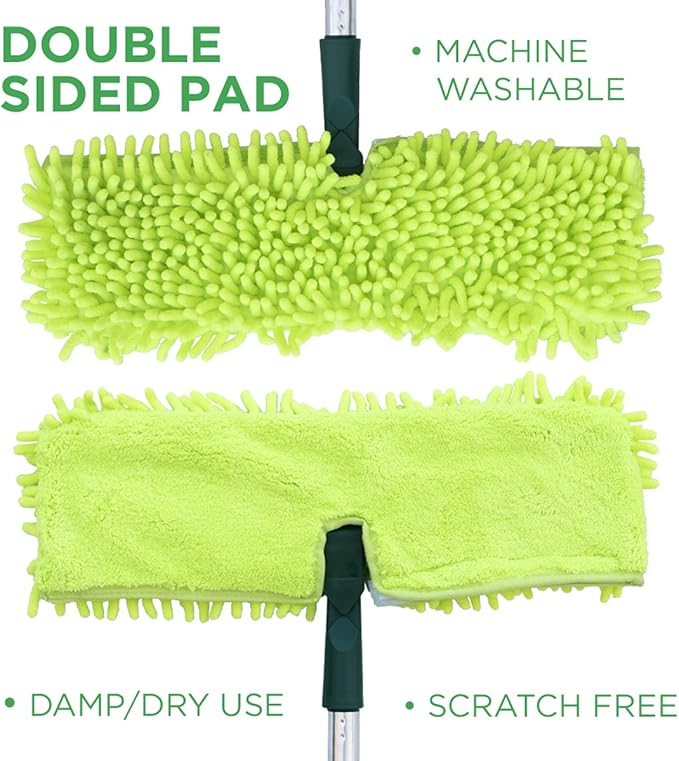 Pine-Sol Telescopic Microfiber Dry/Wet Mop – Dust Mopping for Cleaning Hardwood Floors Tile Laminate | Swivel Sweeper with Washable Pad and Extendable Metal Handle