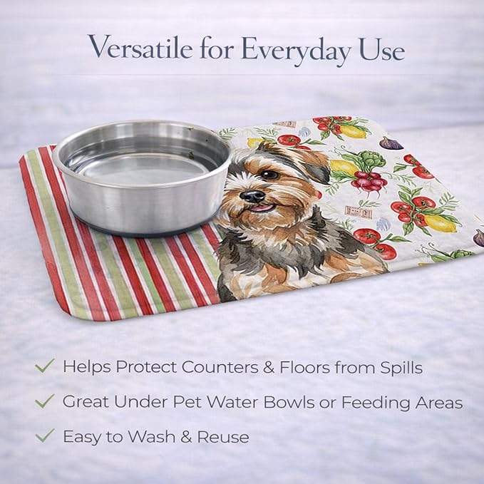 Caroline's Treasures Yorkiepoo Vegetables Dish Drying Mat Absorbent Dish Drying Mat Pad for Kitchen Counter Dish Drainer Mat for Countertop 14 x 21 Multicolor