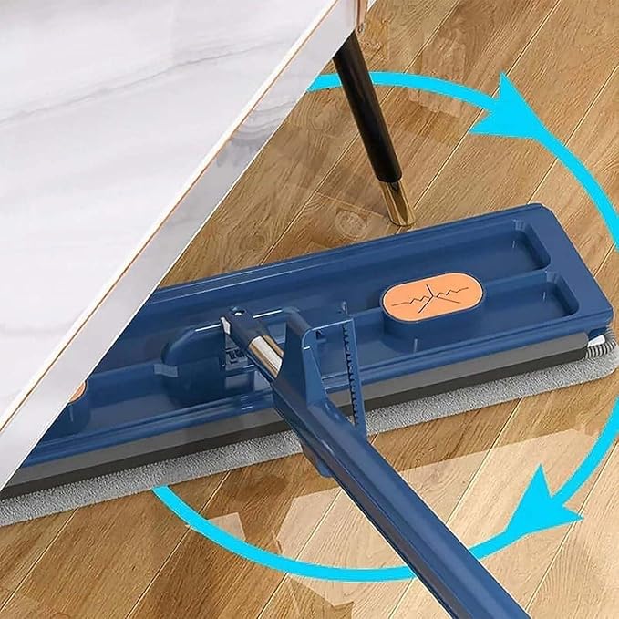 Large Flat Mop Mops for Floor Cleaning Mop 360° Rotatable Adjustable Cleaning Mop Wall Mops for Washing Walls Spin Wet and Dry Use Floor System 12027(Blue+White)