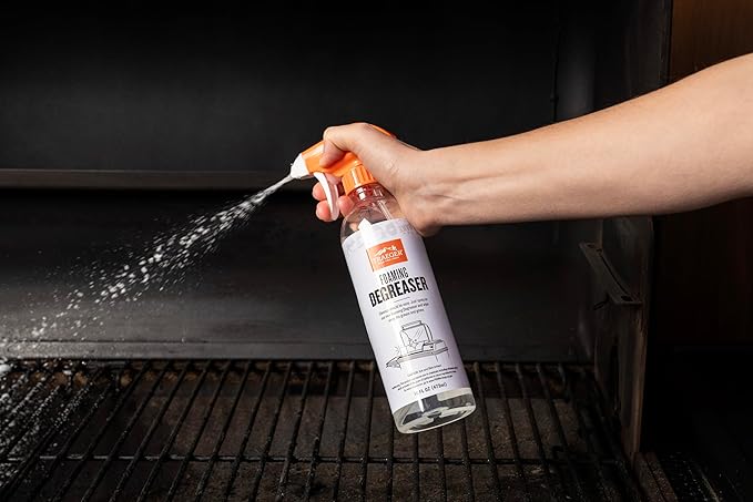 Traeger Grills Deep Cleaning Kit - Exterior Detailing Spray (16oz) Foaming Degreaser (16oz) Grill Scraper &amp Pad Microfiber Towels Nitrile Gloves - Tools for Cleaning Grill Smoker Oven Gridd