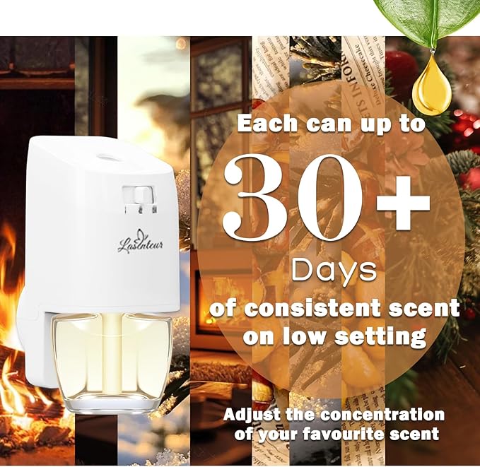 Plug In Refills Air Freshener Winter Scents with Fireside Ember Winter Morning Roasted Chestnuts Christmas Wreath - 12 Count 7.92 Fl Oz - Compatible with Air Wick &amp Glade Not Include Glade P