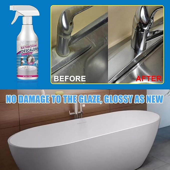 Bathroom Descaler Foam Cleaner Bathroom Descaler Foam Cleaner Spray All Purpose Rinse Cleaning Foams Spray Stubborn Stains Cleaner for Bathtub Toilet Glass Faucet (3PCS)