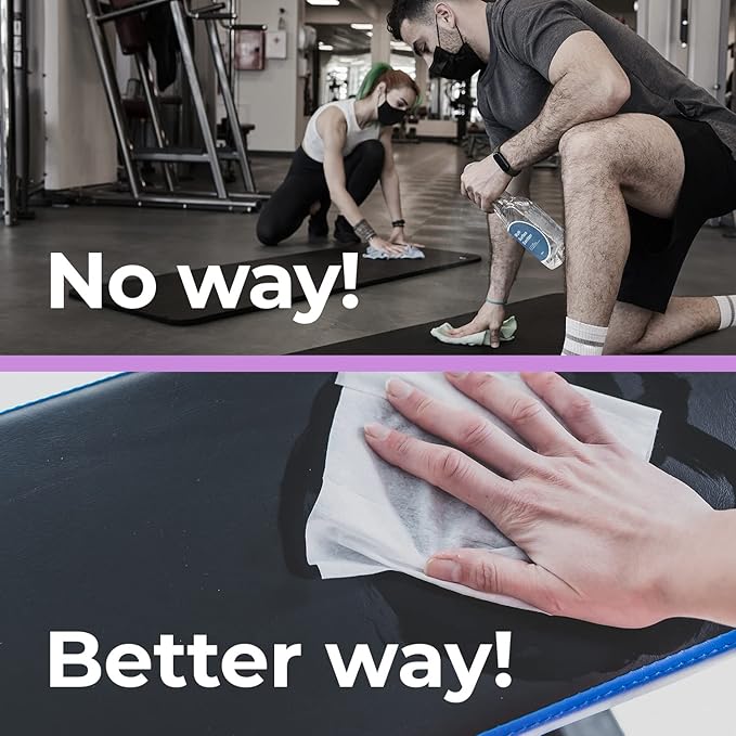 Wipex Plant-Based Gym Wipes Refill - EWG Verified - 700 Count 8x8 Gym Cleaner for Equipment with Vinegar &amp Lavender Essential Oil Fits Dispensers Lavender Scented Fitness Equipment Wipes