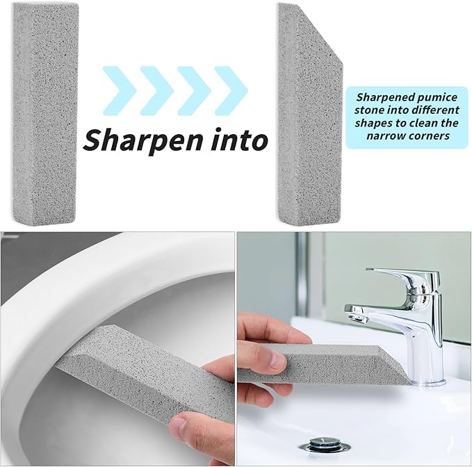 50 Pack Pumice Stones Bulk for Cleaning - Grey Pumice Scouring Pad with 2 Universal Handles Pumice Stick Cleaner for Removing Toilet Bowl Ring Bath Household Kitchen Pool 5.9 x 1.4 x 0.9 Inch