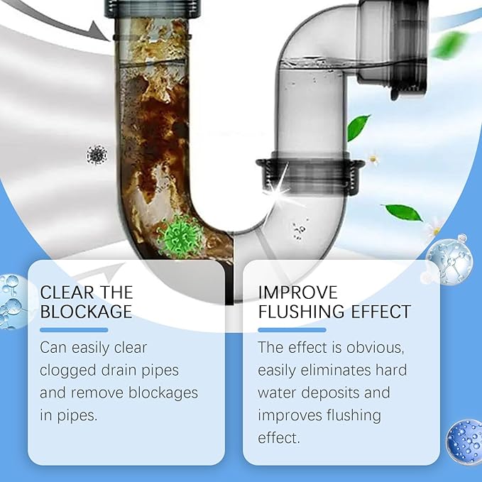 Drain Cleaner Powder - Unclog Kitchen Bathroom &amp Sink Drains | Dissolves Hair Grease &amp Soap Scum | Safe for Pipes(2PCS)