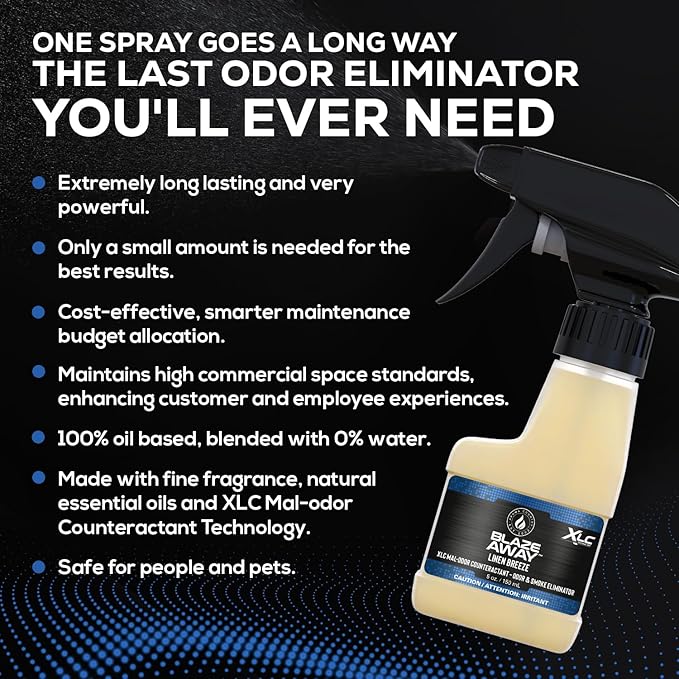 Blaze Away Commercial Air Freshener &amp Odor Eliminator for Strong Odor - Industrial-Grade Room Spray &amp Room Deodorizer for Home Car Smoke &amp Pet Odors - Long-Lasting Odor Absorber Room Fr